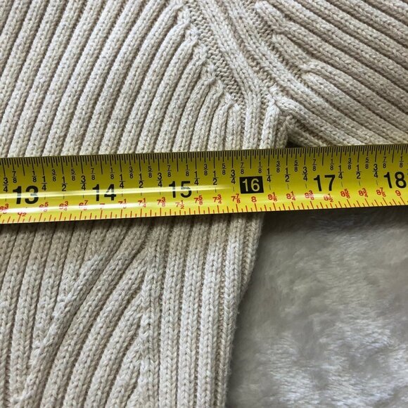 CALVIN Klein Oatmeal V Neck Button Down Ribbed Knitted Cardigan Size Large - Picture 7 of 11